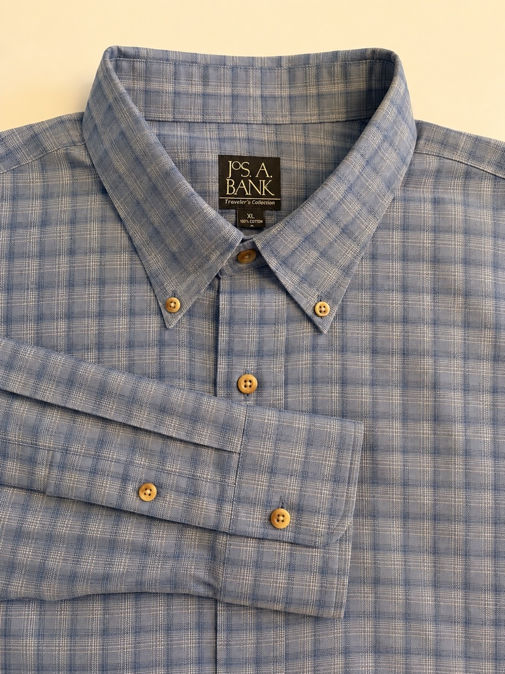 Jos. A. Bank Traveler’s Collection XL Blue Plaid Button-Down Shirt